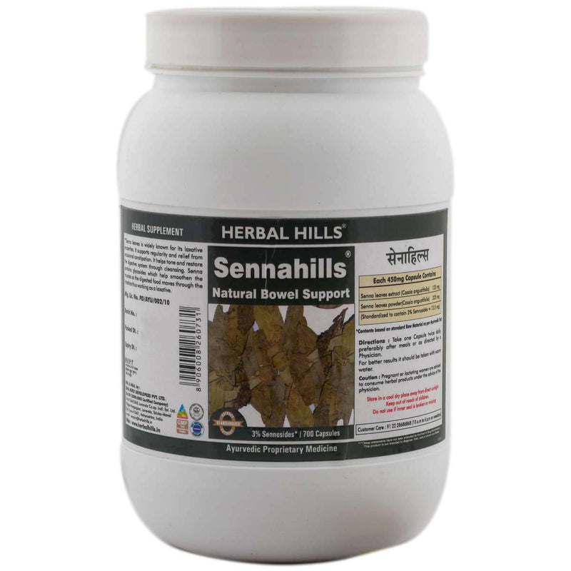 Herbal Hills Senna 700 Capsules Value Pack Premium Quality Senna / Cassia angustifolia Capsule - Ayurvedic Constipation cure