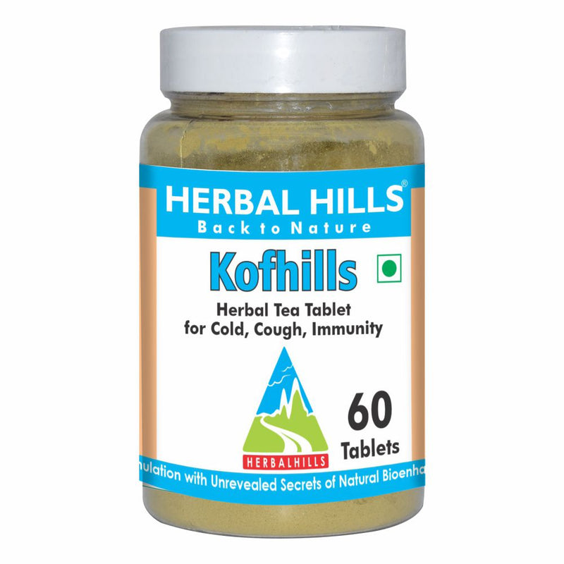 Herbal Hills Pure and Natural Kofhills Tablets - Herbal Cough and Cold Relief Formula - 30 Tea Tablets