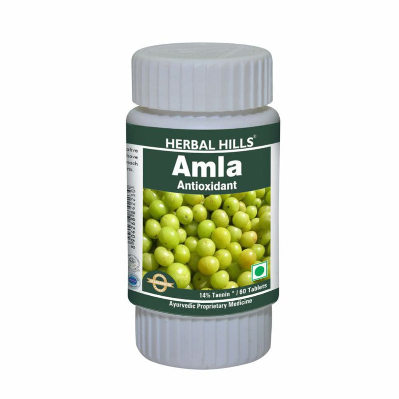 Herbal Hills Amla 60 Tablets Ayurvedic Amla or Amlaki (Emblica officinalis) 500mg Powder and Extract blend antioxidant in a Tablets form for Immune Support