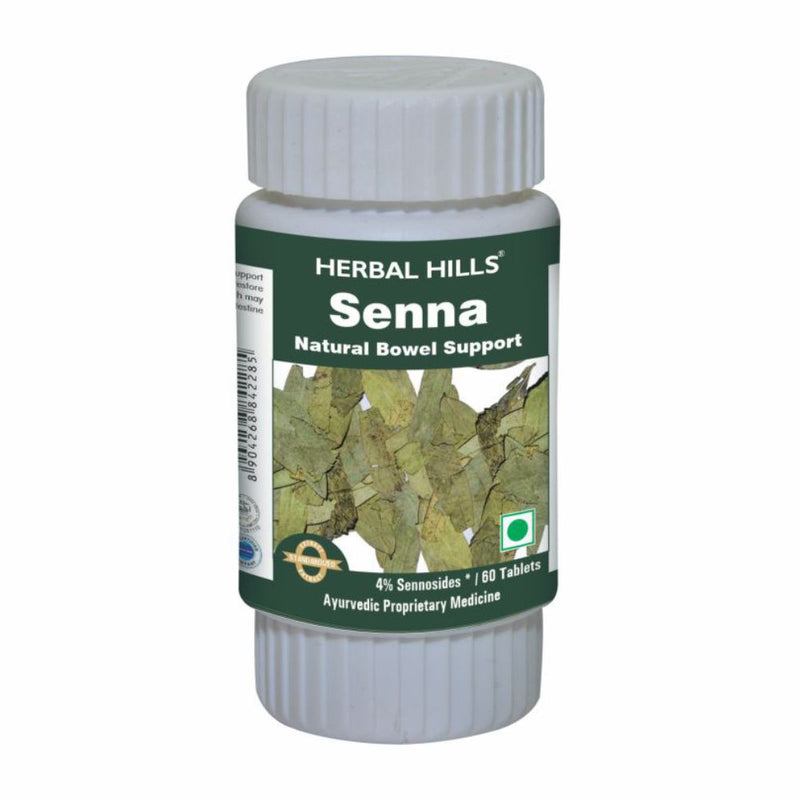 Herbal Hills Senna  - 60 Tablets Ayurvedic Senna Leaves (cassia angustifolia) 500 mg Powder and Extract blend in a Tablets for Natural Bowel Movement