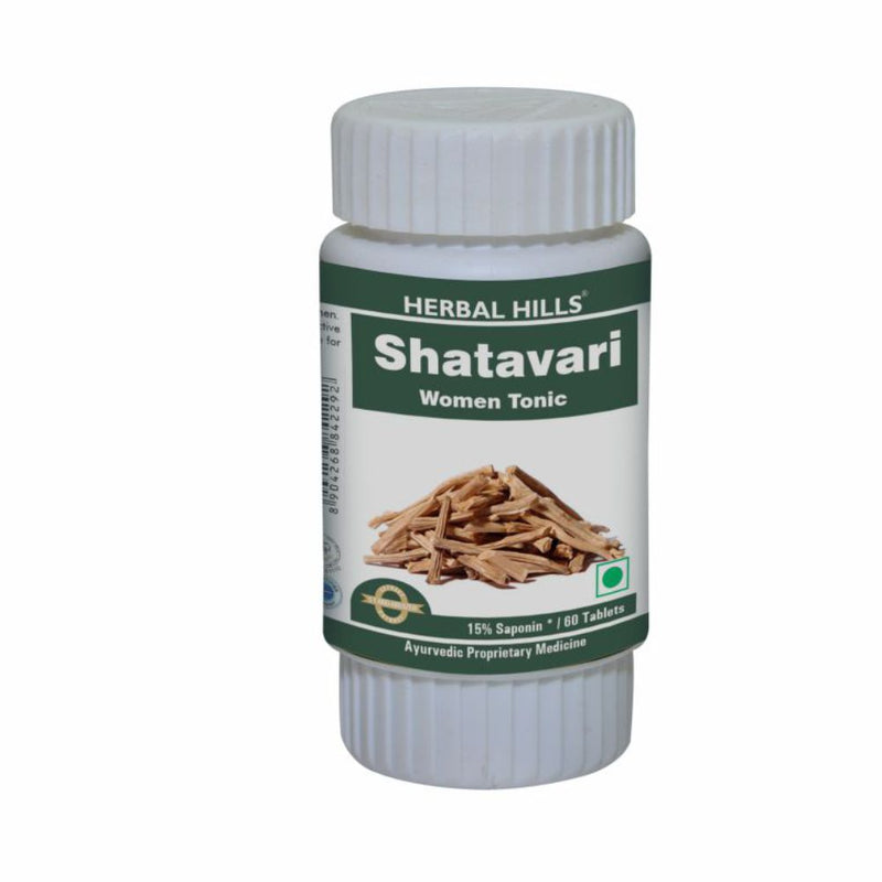 Herbal Hills Shatavari 60 Tablets Shatavari (Asparagus racemosus) 500mg Pure Extract and powder blend in a Tablets, Natural and Vegan Rejuvenating Women Tonic