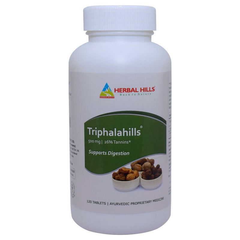 Herbal Hills Triphalahills 120 Tablets Triphala tablet - 500 mg Pure powder and extract blend in a Capsule for Healthy Detoxification and Improved Metabolism