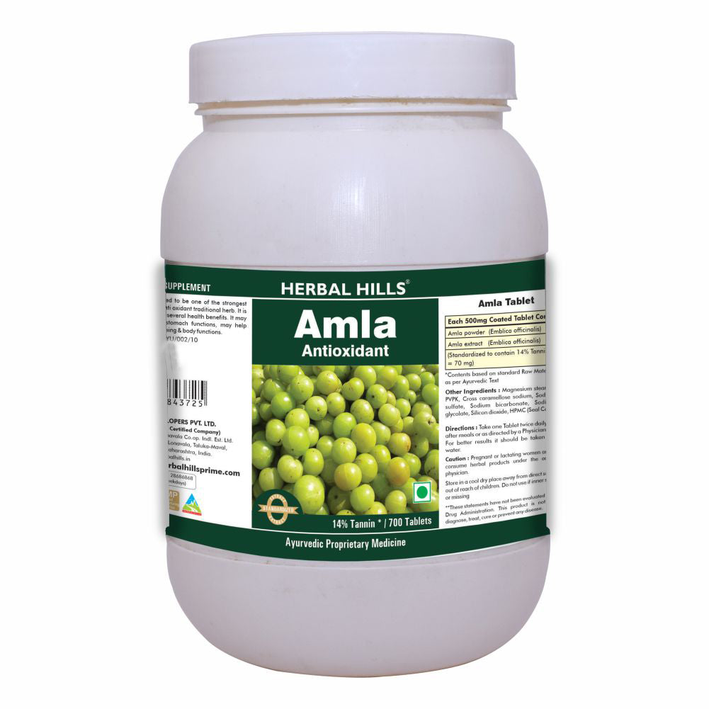 Herbal Hills Amla 700 Tablets Ayurvedic Amla or Amlaki (Emblica officinalis) 500mg Powder and Extract blend antioxidant in a Tablets form for Immune Support
