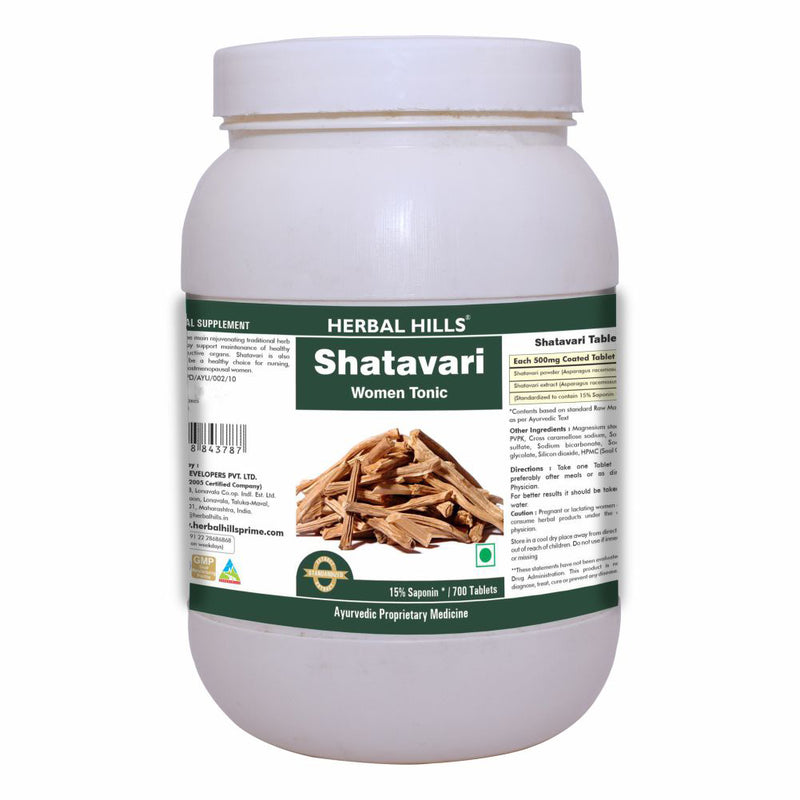 Herbal Hills Shatavari 700 Tablets Shatavari (Asparagus racemosus) 500mg Pure Extract and powder blend in a Tablets, Natural and Vegan Rejuvenating Women Tonic