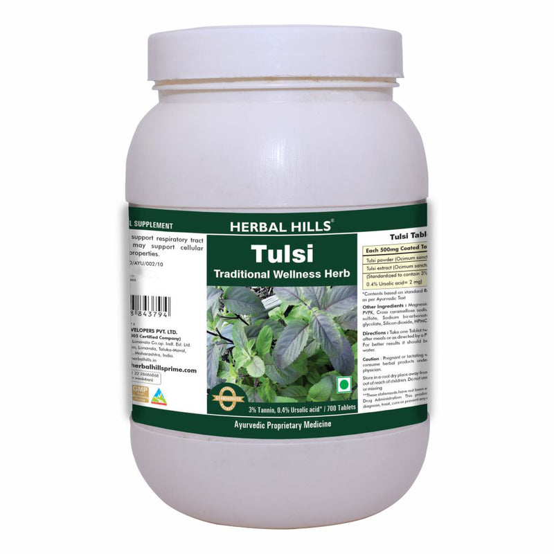 Herbal Hills Tulsi 700 Tablets Tulsi Tablets  500 mg Pure powder and extract blend of Tulsi leaves in a Tablets