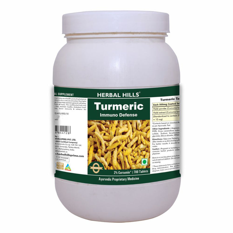 Herbal Hills Turmeric 60 Turmeric/ Curcuma/Curcuma longa -500 mg Pure  powder and extract blend in a Tablets, Anti-bacterial Properties, Inflammation Reduction