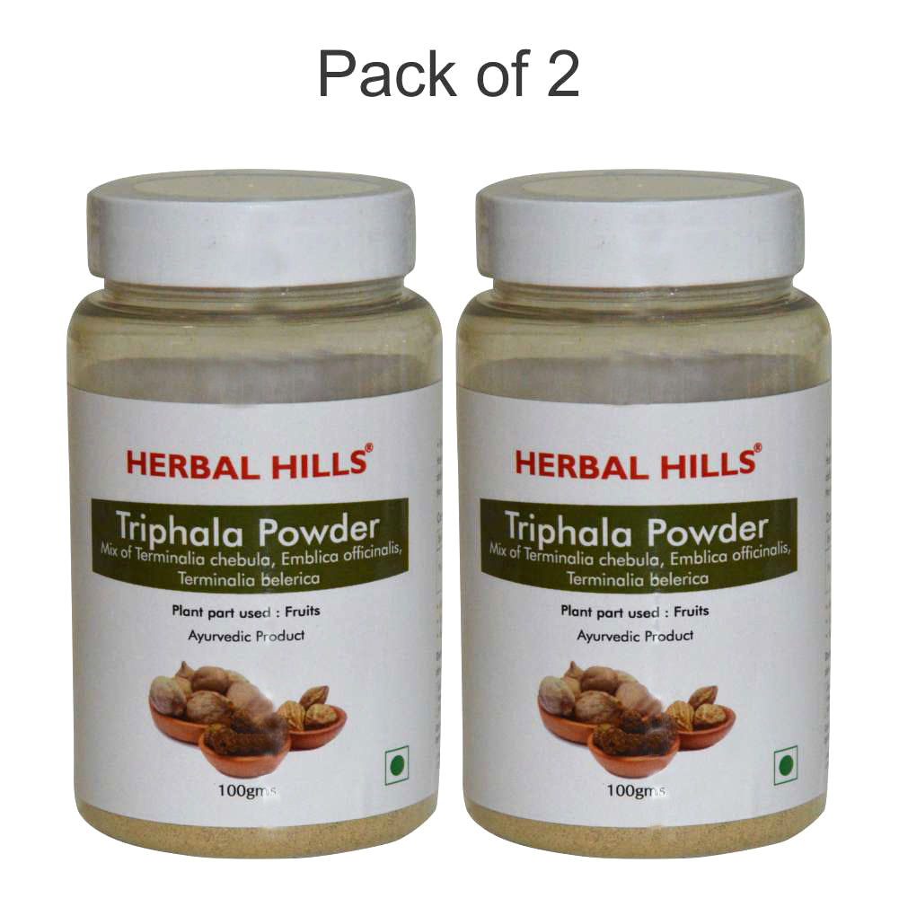 Herbal Hills Triphala Powder - 100 gms  (Pack of 2) Natural Triphala Churna blend (Amla, Harad, Baheda) - Healthy Digestion