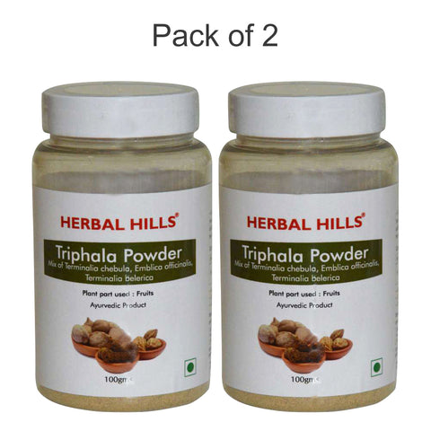 Herbal Hills Triphala Powder - 100 gms  (Pack of 2) Natural Triphala Churna blend (Amla, Harad, Baheda) - Healthy Digestion