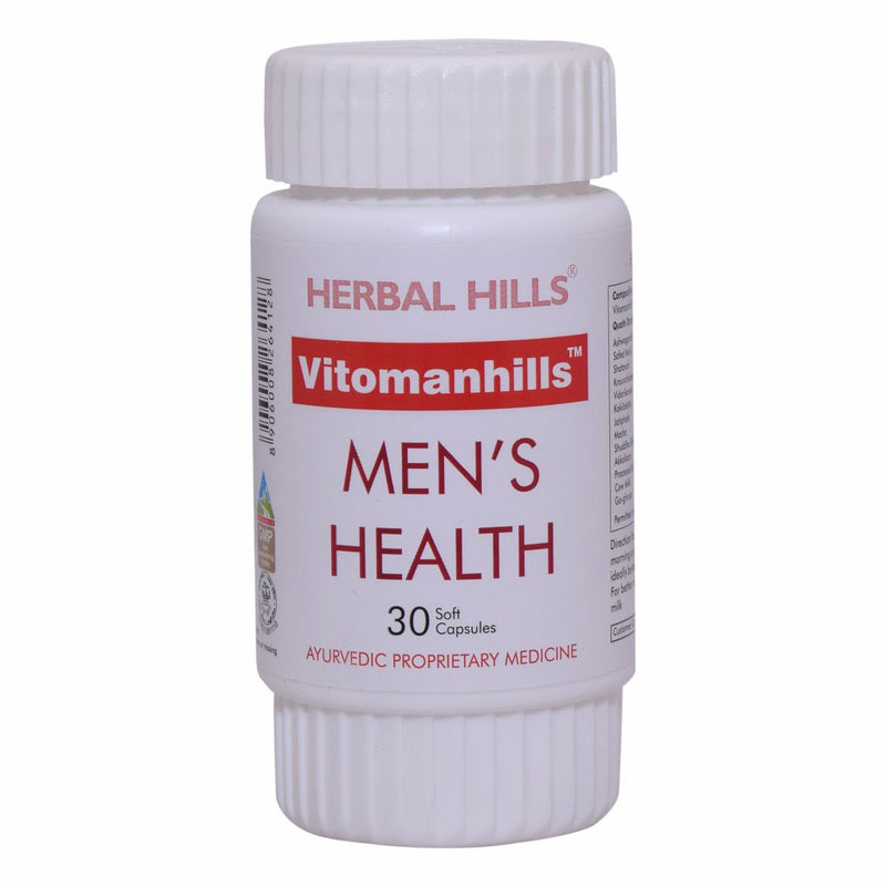 Herbal Hills Vitomanhills 30 Capsules men's health - Ghee based soft capsules, boost stamina, maximum strength formula- gelatin capsule for 15 day supply